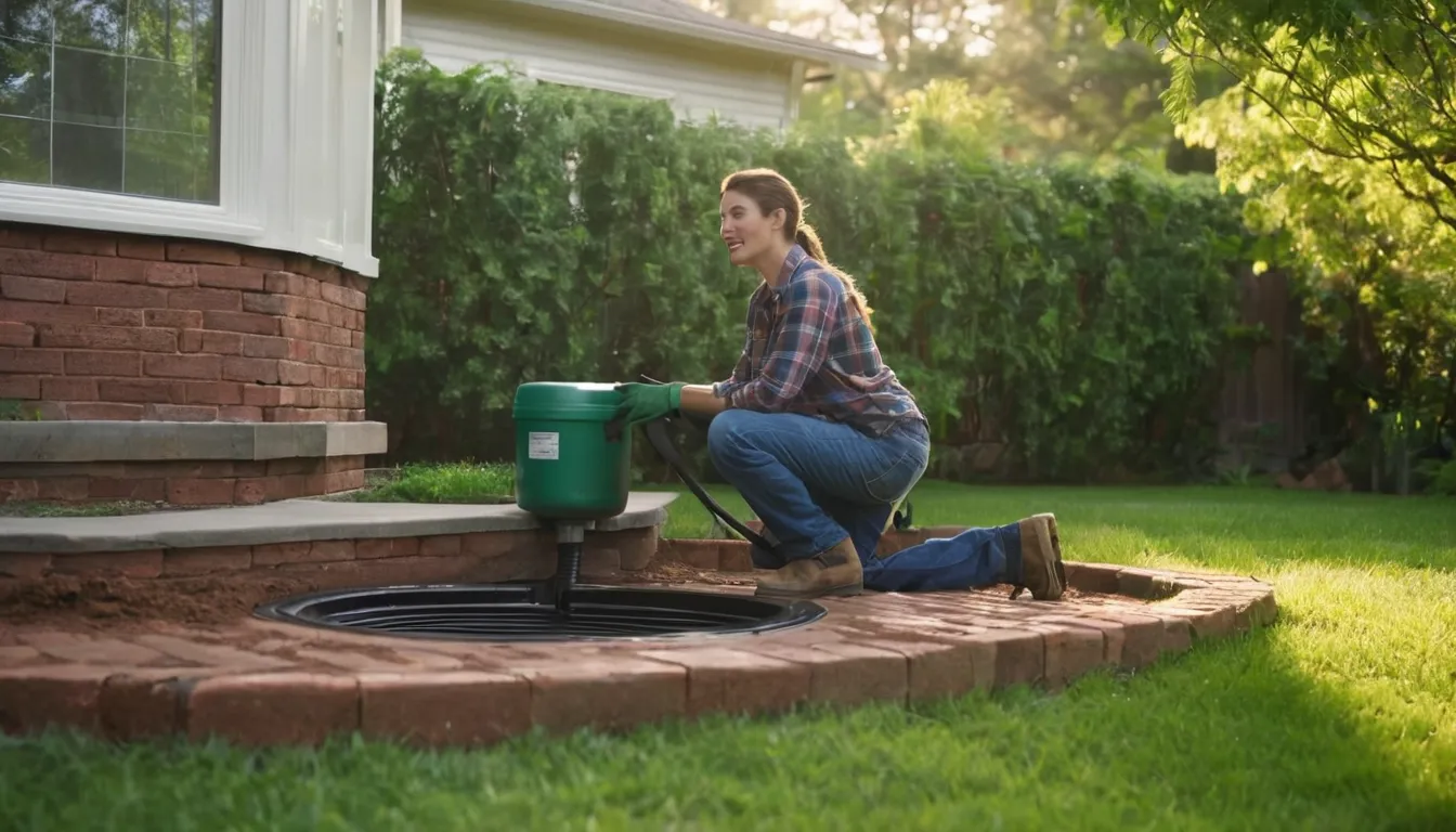 Homeowner checking a yard near a septic tank lid in Moody